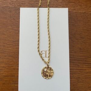 Waterproof necklace- initial J/zodiac sign Gemini